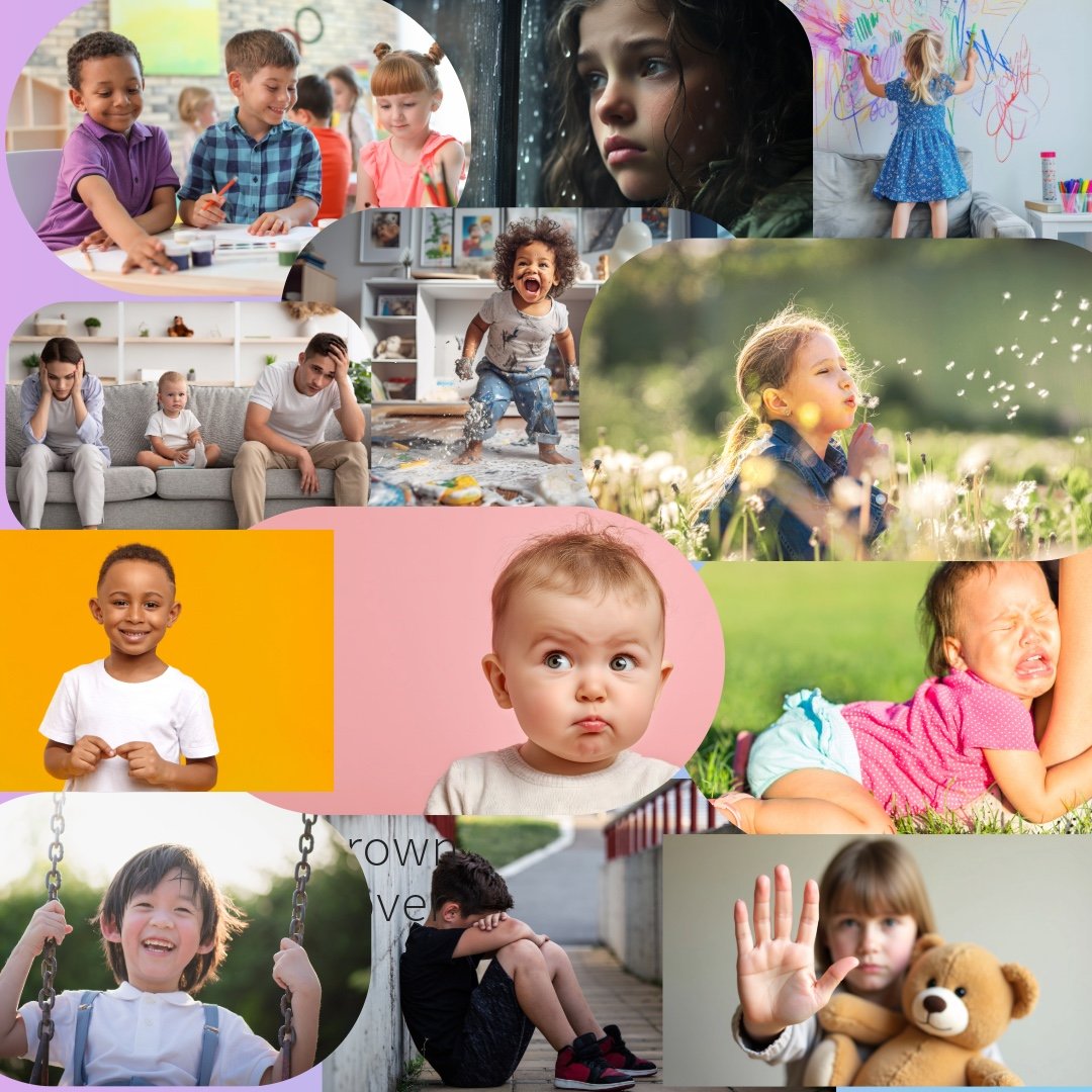 pictures of children in various moods and situations