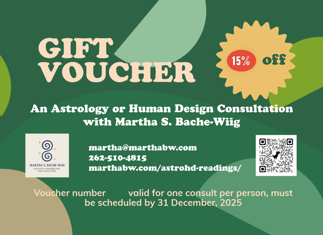 voucher for 15% off astrology and human design readings